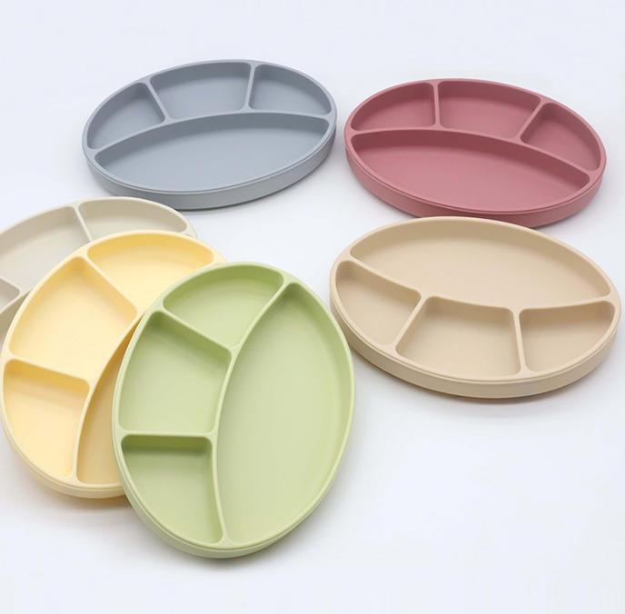 Silicone Divided Suction Plate for Babies, Anti - fall Training, Kids' Silicone Tableware